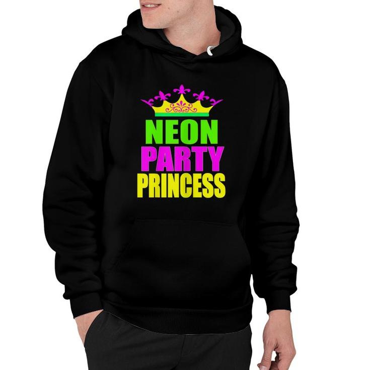 Neon Party Princess Girls Birthday Party Hoodie