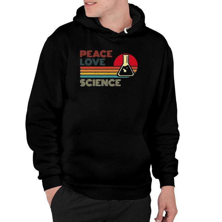 Peace Love Science Retro Vintage Striped Sunset Scientist Hoodie