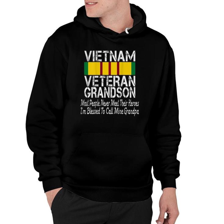 Print On Back Vintage Proud Vietnam Veteran Grandson Hoodie