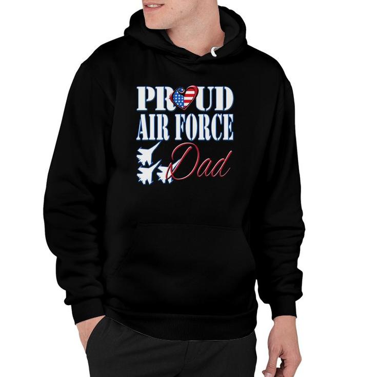 Proud Air Force Dad  Us Heart Military Fathers Day Men Hoodie