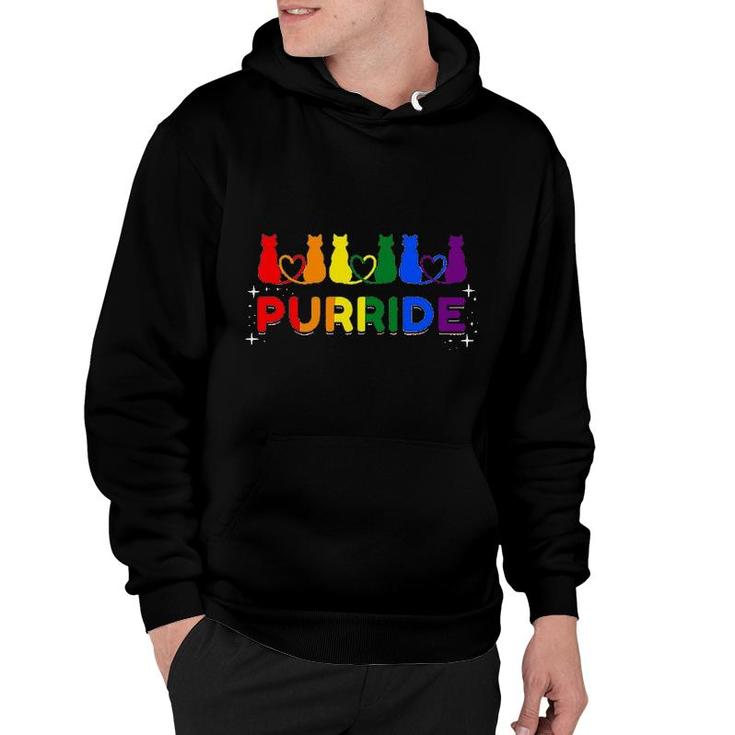 Purride Rainbow Colors Cat Animal Funny LGBT Pride Gift Hoodie