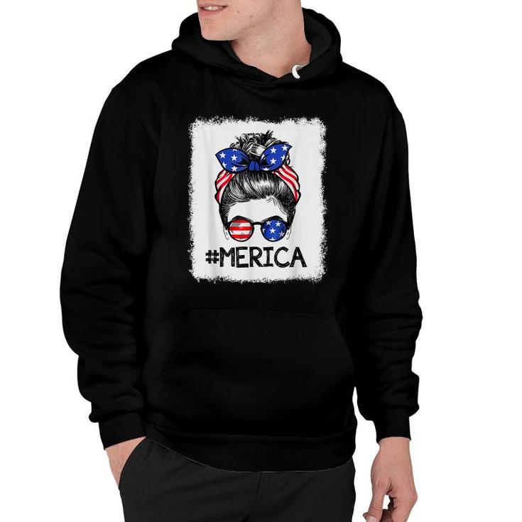 Red White And Blue America Messy Bun Sunglasses 4Th Of July  Hoodie