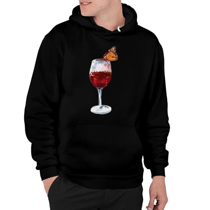 Red Wine Monarch Butterfly Alcohol Themed Gif Hoodie