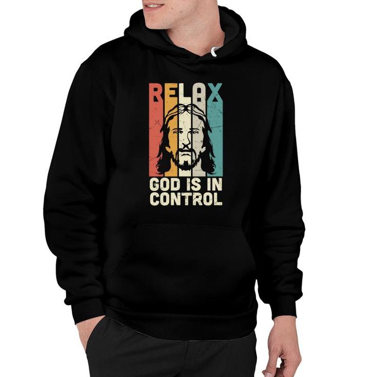 Relax God Is In Control Retro Bible Verse Graphic Christian Hoodie