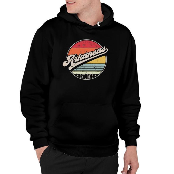 Retro Arkansas Home State Ar Cool 70S Style Sunset Hoodie