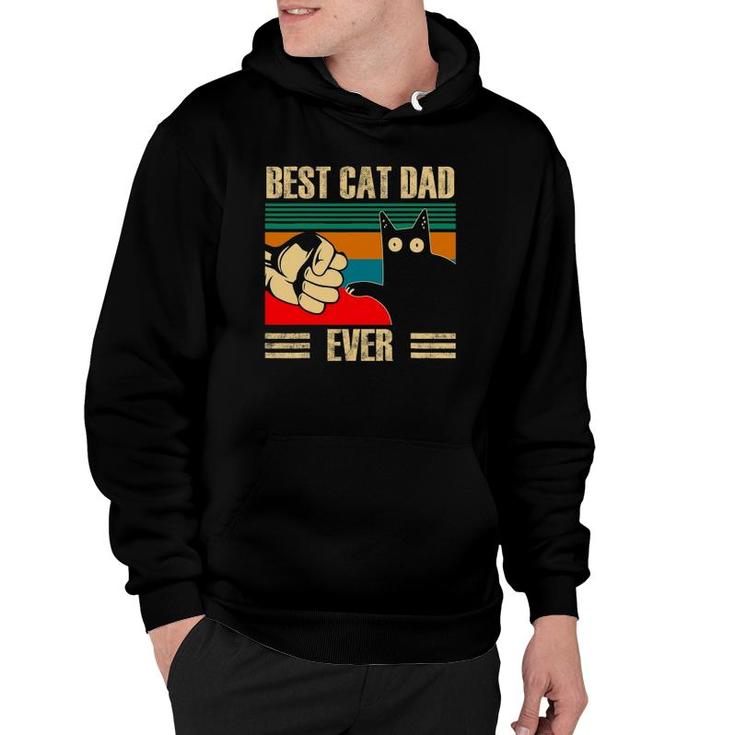 Retro Vintage Best Cat Dad Ever Funny Black Cat Fist Pump Hoodie