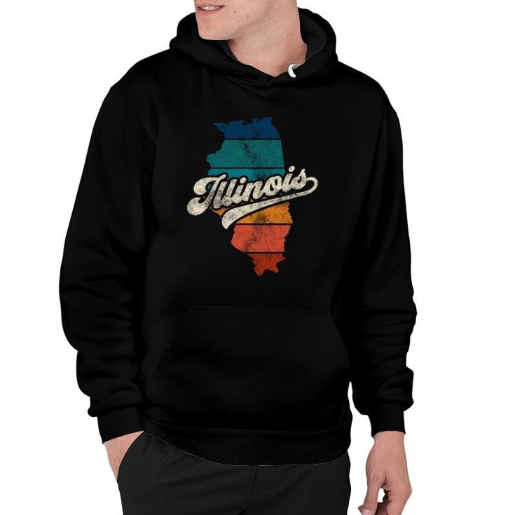 Sunset Vintage Retro Illinois Home State Il 70S 80S Style Hoodie