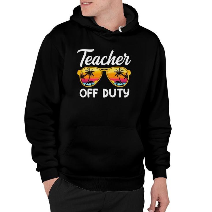 Teacher Off Duty Sunglasses Beach Sunset Palm Trees School Teaching Hoodie