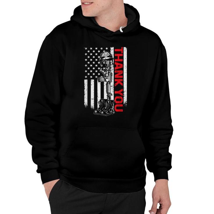 Thank You Flag Veterans 4Th July Memorial Day  Hoodie