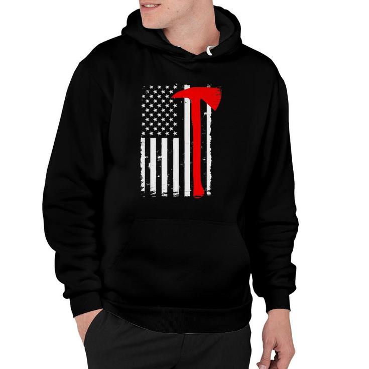 Usa Flag Axe Vintage Firefighter Thin Red Line Fireman Gift Hoodie