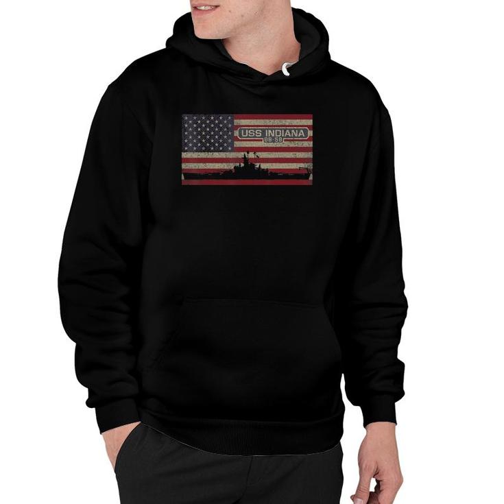 Uss Indiana Bb-58 Battleship Gift Usa American Flag Hoodie