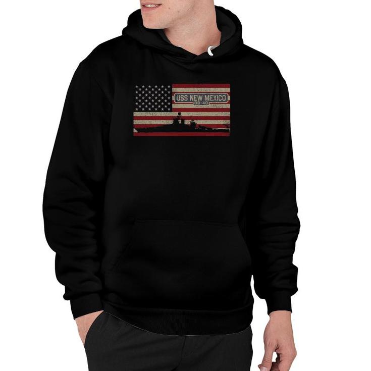 Uss New Mexico Bb-40 Battleship Vintage Usa American Flag Gift Hoodie