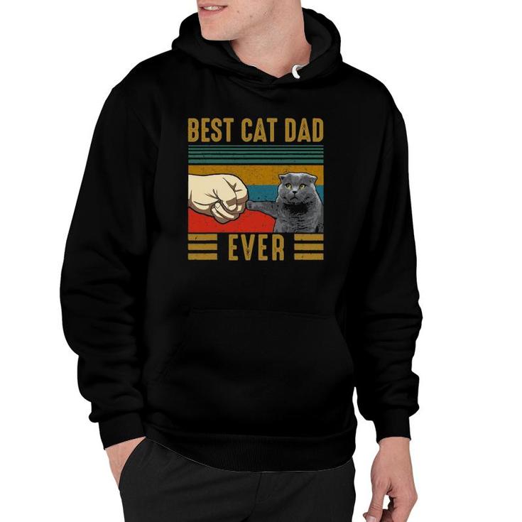 Vintage Best Cat Dad Ever Fathers Day Scottish Fold Cat Hoodie