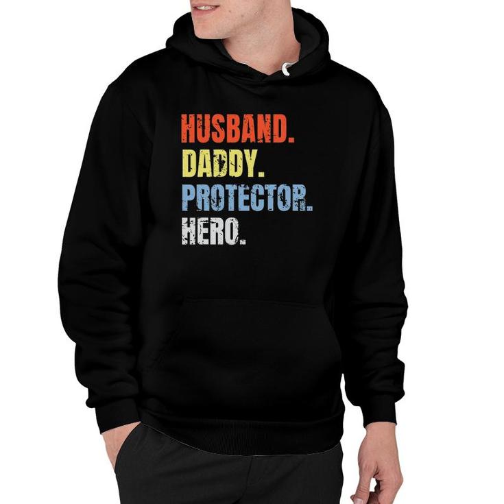 Vintage Husband Daddy Protector Hero Fathers Day Hoodie
