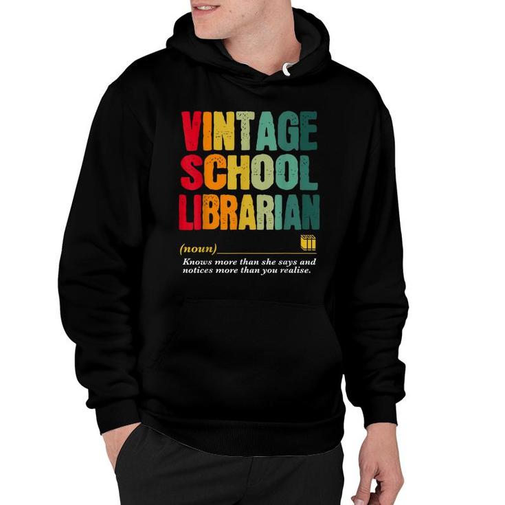Vintage School Librarian Funny Job Title Birthday Worker  Hoodie