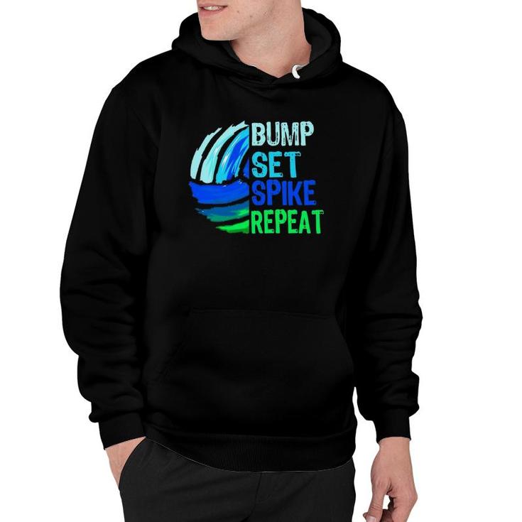Volleyball Bump Set Spike Repeat Blue Green For Teenagers Hoodie