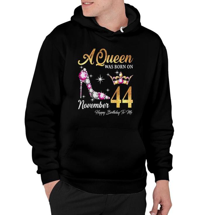 Womens A Queen Was Born In November 44 Happy Birthday To Me V-Neck Hoodie