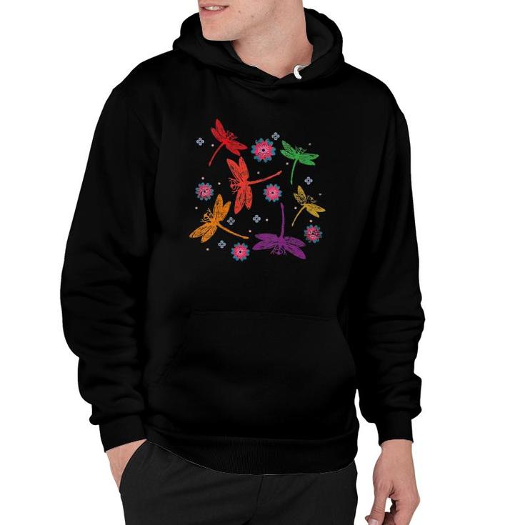 Womens Colorful Dragonfly V-Neck Hoodie