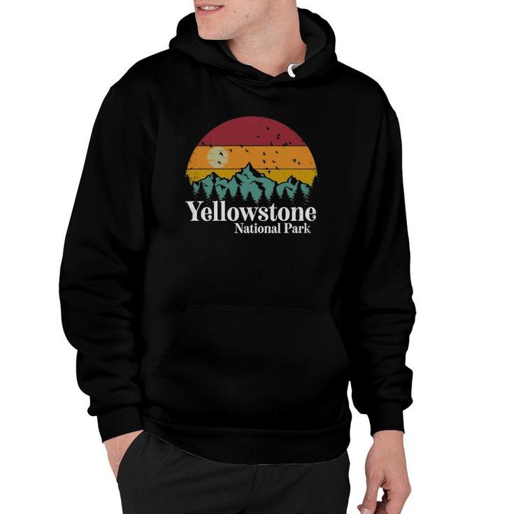 Yellowstone National Park Mountains Retro Hiking Camping  Hoodie