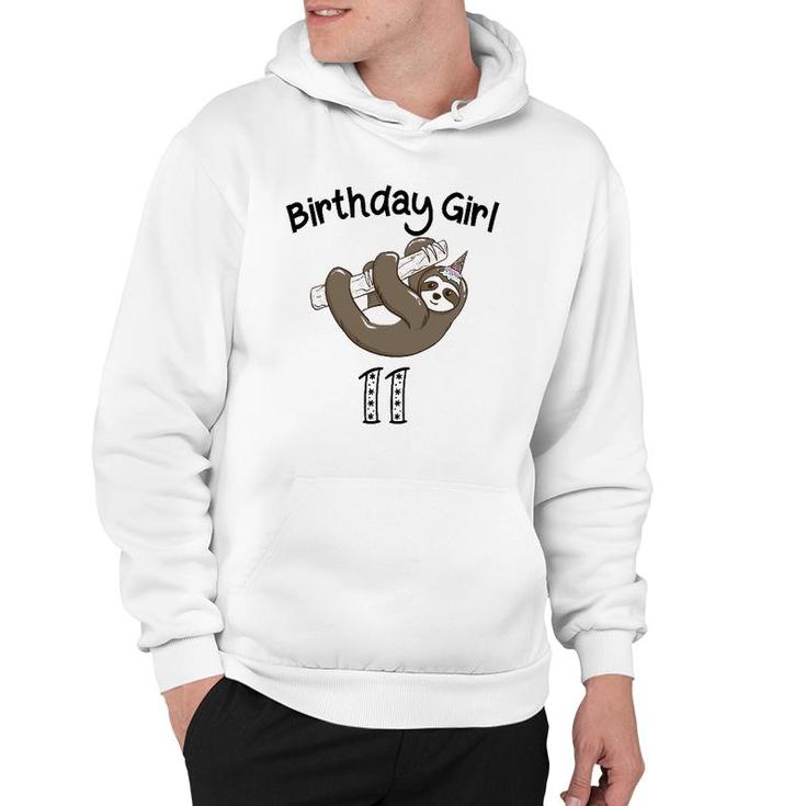 11 Years Old Sloth Birthday  For Girls Hoodie