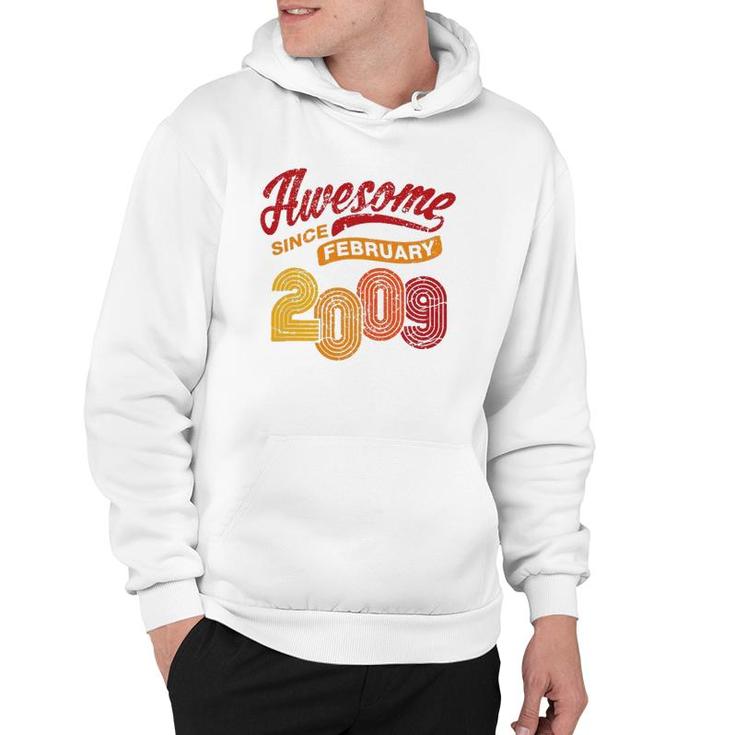 Awesome Since February 2009 13 Years Old 13Th Birthday Gift Hoodie