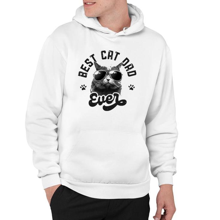 Best Cat Dad Ever Funny Daddy Fathers Day Retro Vintage Men Hoodie