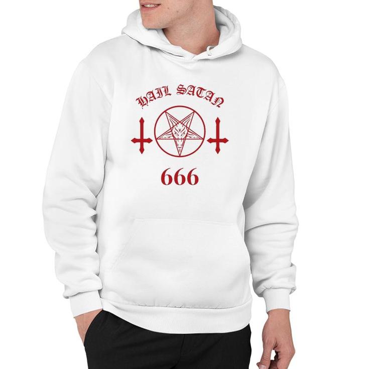 Blood Red Satanic Pentagram Hail Satan 666 Upside Down Cross  Hoodie