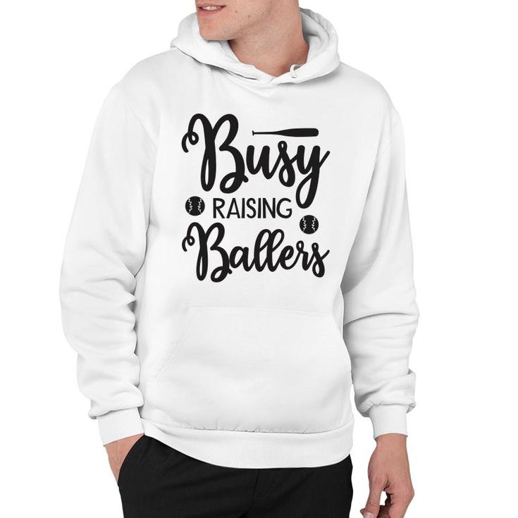 Busy Raising Ballers Gray And Black Graphic Hoodie