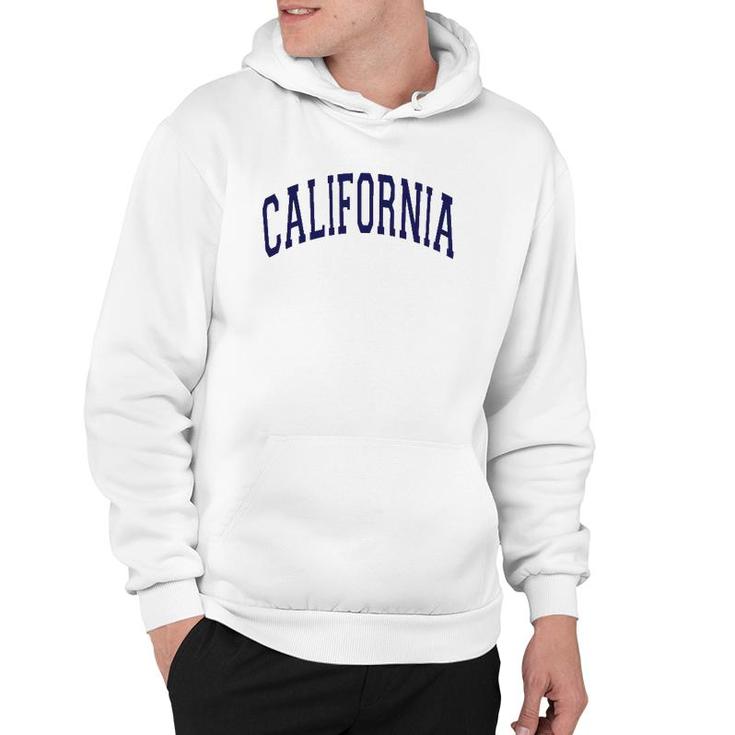 California Varsity Style Navy Blue Text Hoodie
