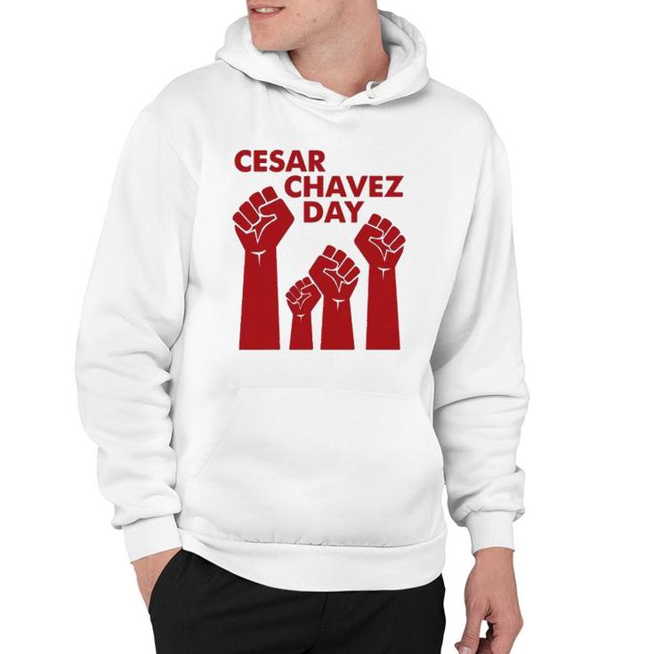 Cesar Chavez Day For Men Women Raised Fists Red Hoodie