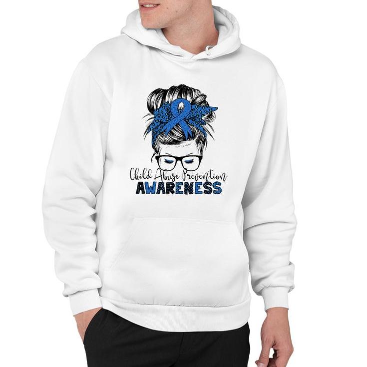 Child Abuse Prevention Awareness Messy Hair Bun Hoodie