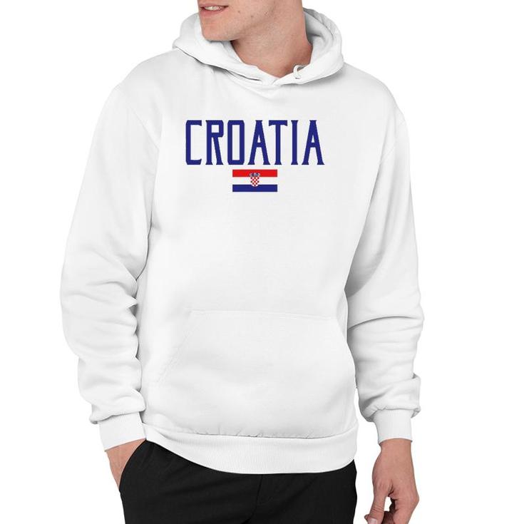 Croatia Flag Vintage Blue Text Hoodie
