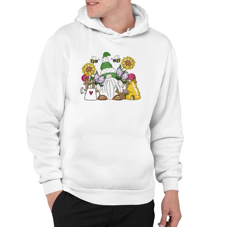 Cute Flower Garden Gnome With Bees And Flowers Gift Gardener Hoodie