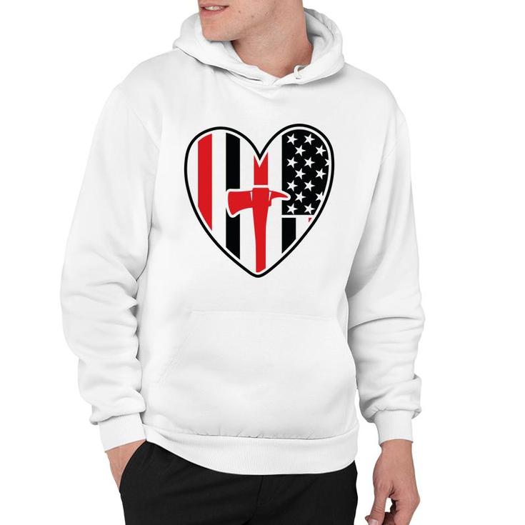 Firefighter Usa Flag Red Heart Gift For Firefighter Hoodie