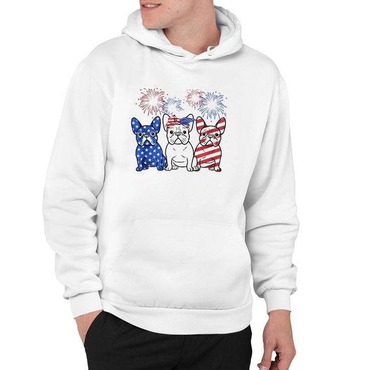 French Bulldog American Flag 4Th Of July Independence Days  Hoodie