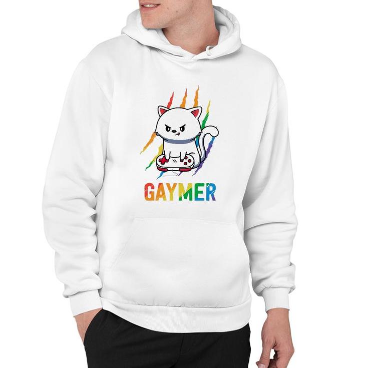Gaymer Lgbt Cat Pride  Rainbow Video Game Lovers Gift  Hoodie