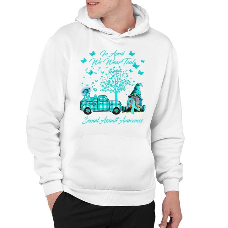Gnomes In April We Wear Teal Sexual Assault Awareness Gifts Hoodie