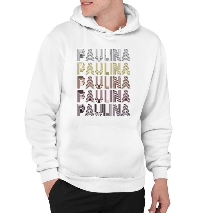 Graphic Tee First Name Paulina Retro Pattern Vintage Style Hoodie