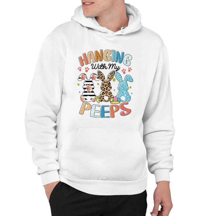 Hanging With My Peeps Rabbit Lover Easter Day Leopard Hoodie