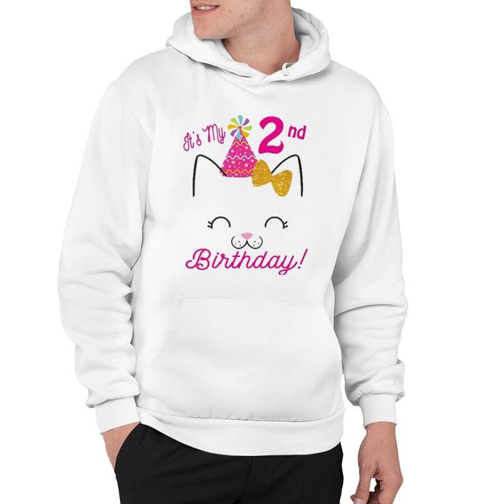 Kids Its My 2Nd Birthday  Girl Kitty Cat Theme Party Two Hoodie