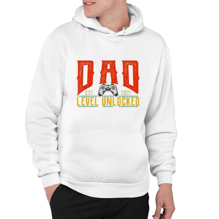 Mens Christmas Baby Announcement Dad To Be 2021 Level Unlocked Hoodie