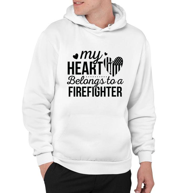 My Heart Belongs To A Firefighter Full Black Hoodie