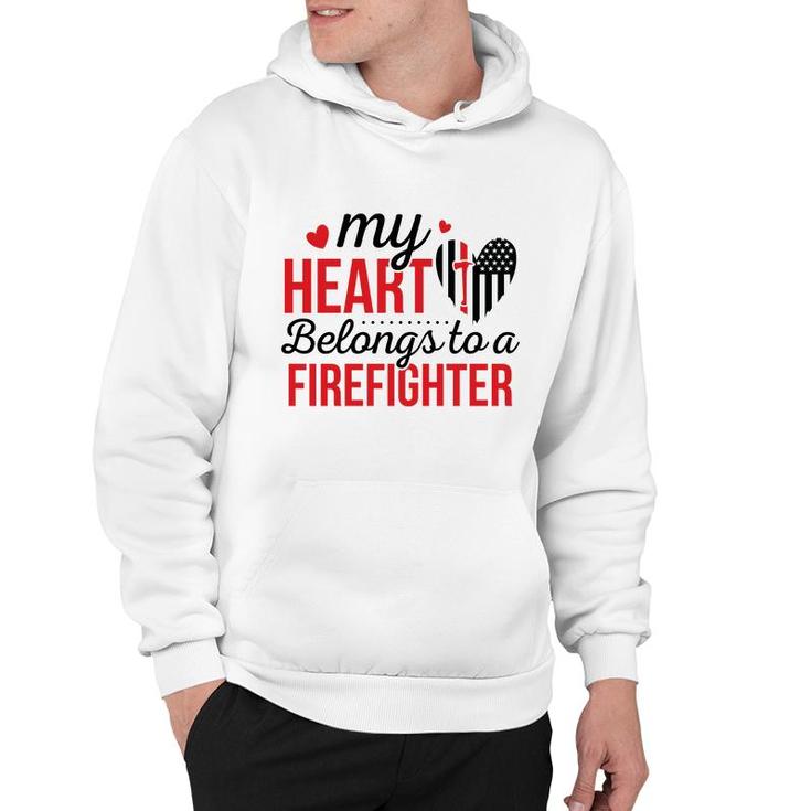 My Heart Belongs To A Firefighter Red Black Hoodie