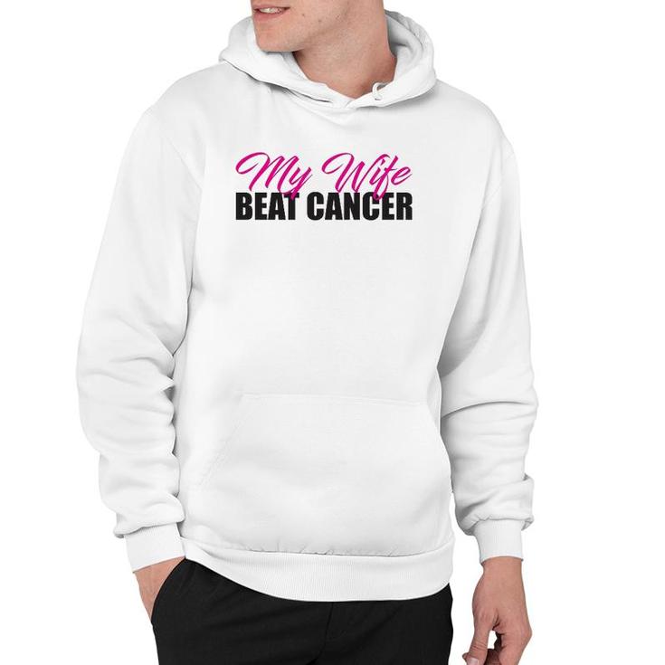 My Wife Beat Cancer Husband Breast Cancer Awareness Hoodie