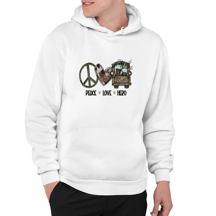 Peace Love Hero Dad Special Gift For Father  Hoodie