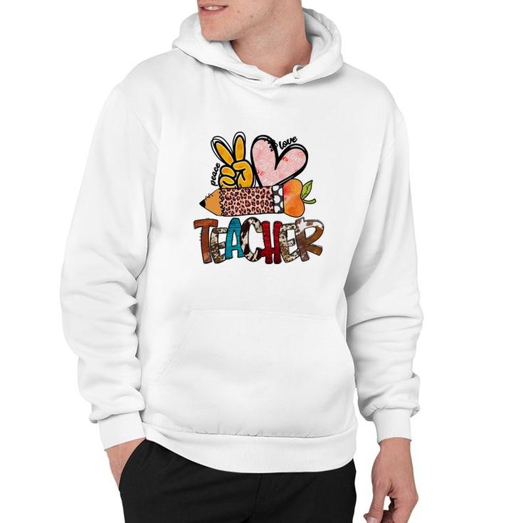 Peace Love Teacher Leopard Funny Gift Ideas Hoodie