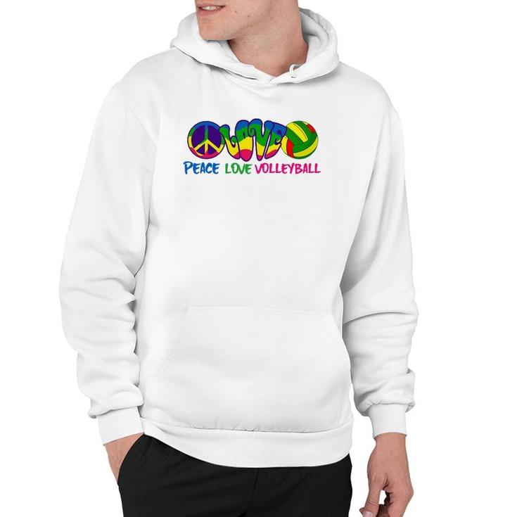 Peace Love Volleyball-Retro Stryle Volleyball Apparel Gifts Hoodie