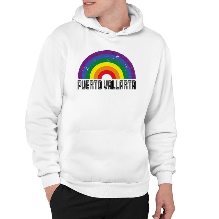 Puerto Vallarta Mexico Lgbtq Distressed Gay Rainbow Hoodie
