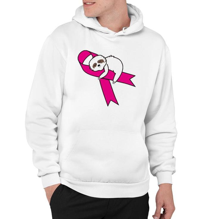 Sloth Pink Ribbon Warrior Cute Breast Cancer Awareness Gifts Hoodie