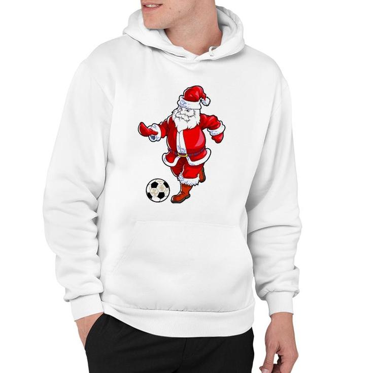 Soccer Christmas  Men Kids Boys Soccer Santa Claus Hoodie